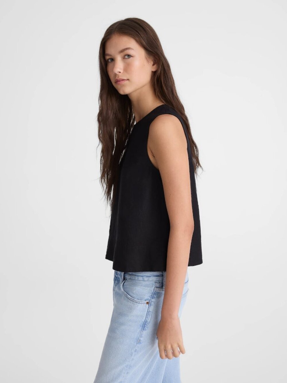 Madewell Shell Top in 100% Linen in Jet Black M - Picture 5 of 10